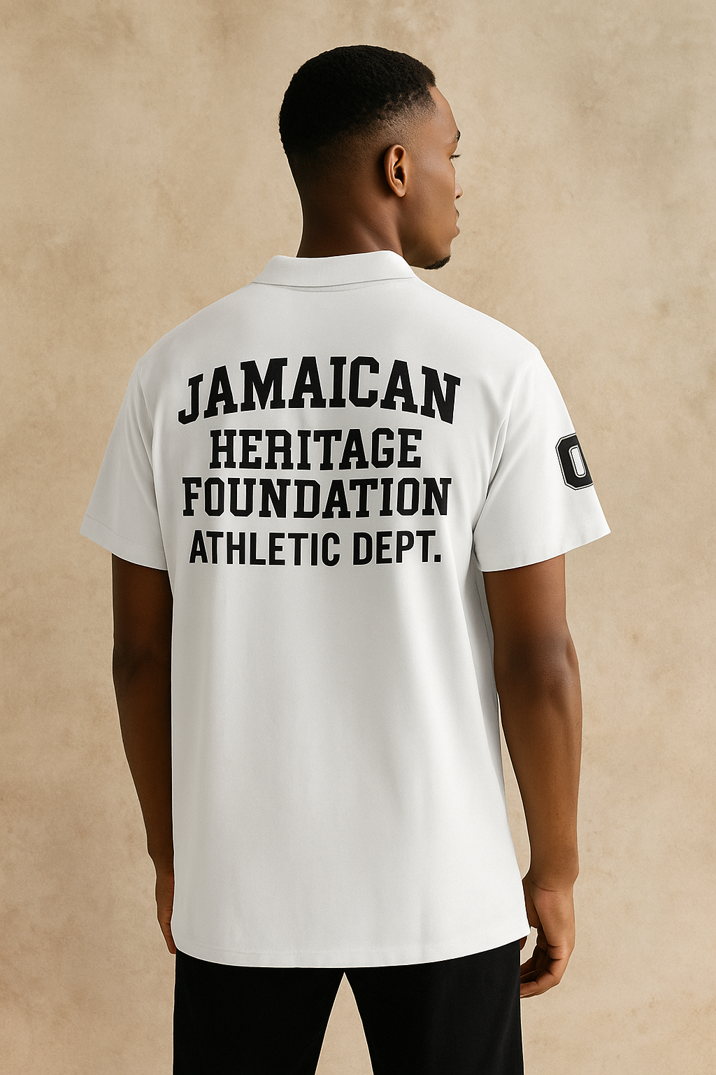 Jamaica Heritage Premium White Mens Pique Polo Shirt.