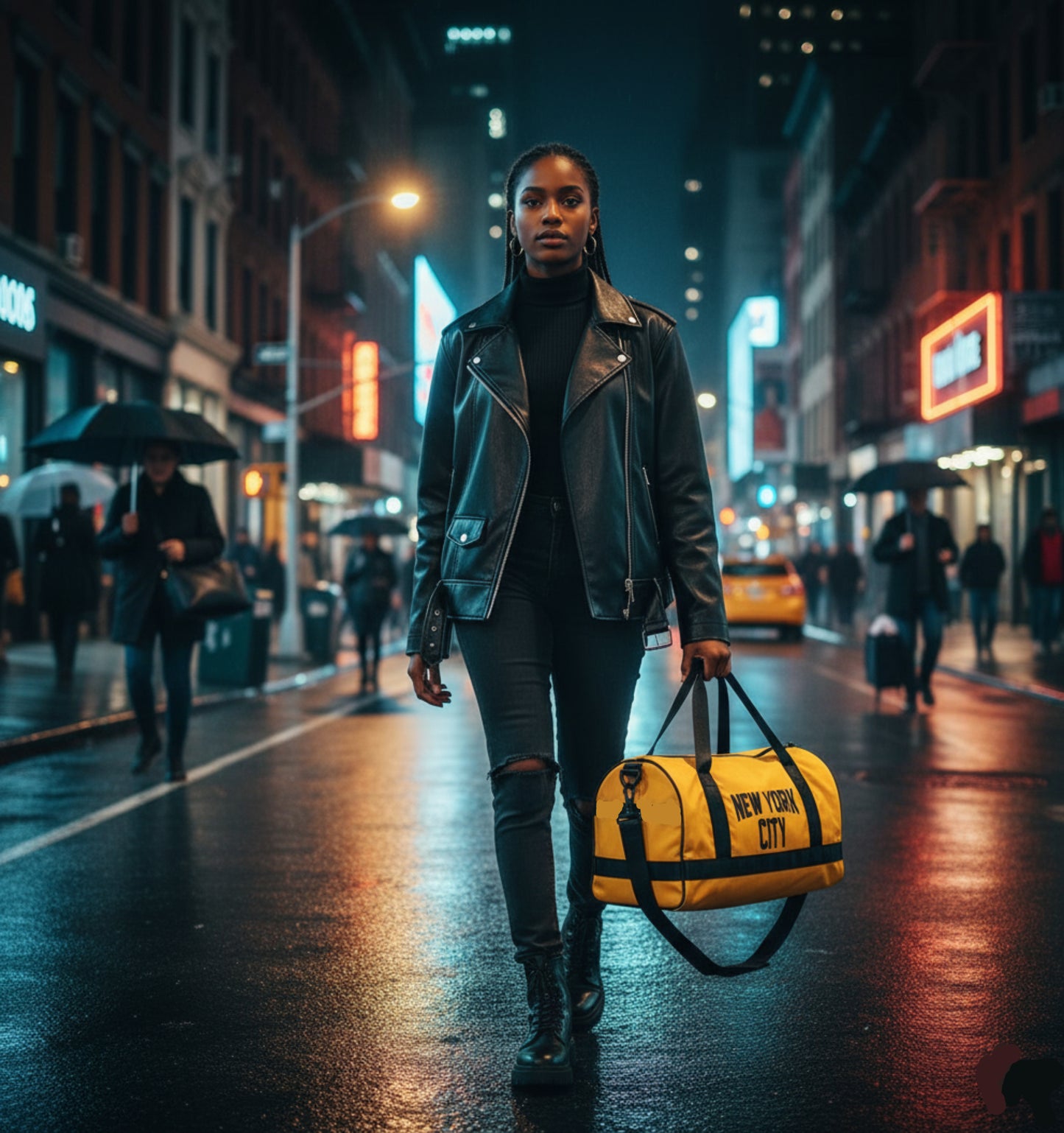 New York City Duffel Gym Bag - Gold / Black