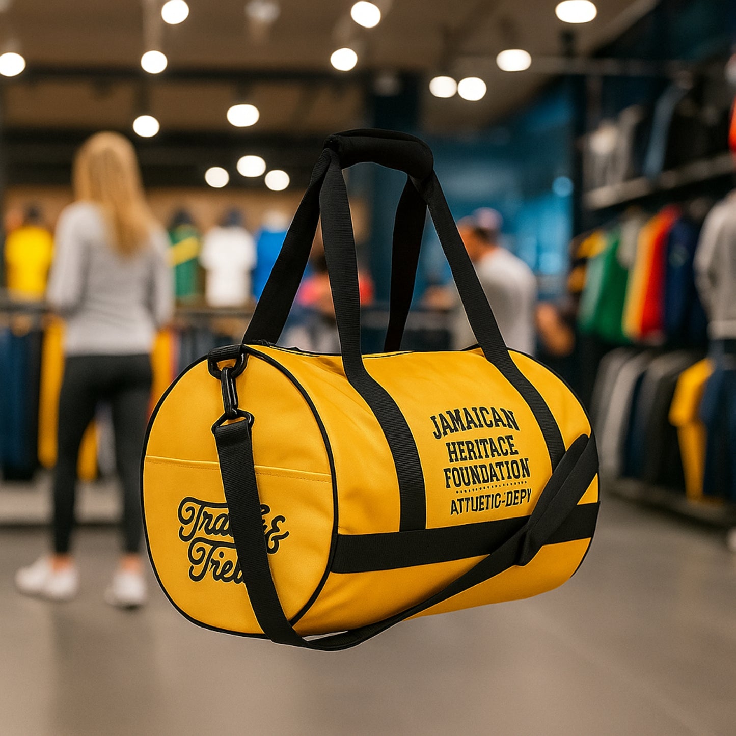 Jamaican Heritage Sporty Duffle Bag (Black & Gold)