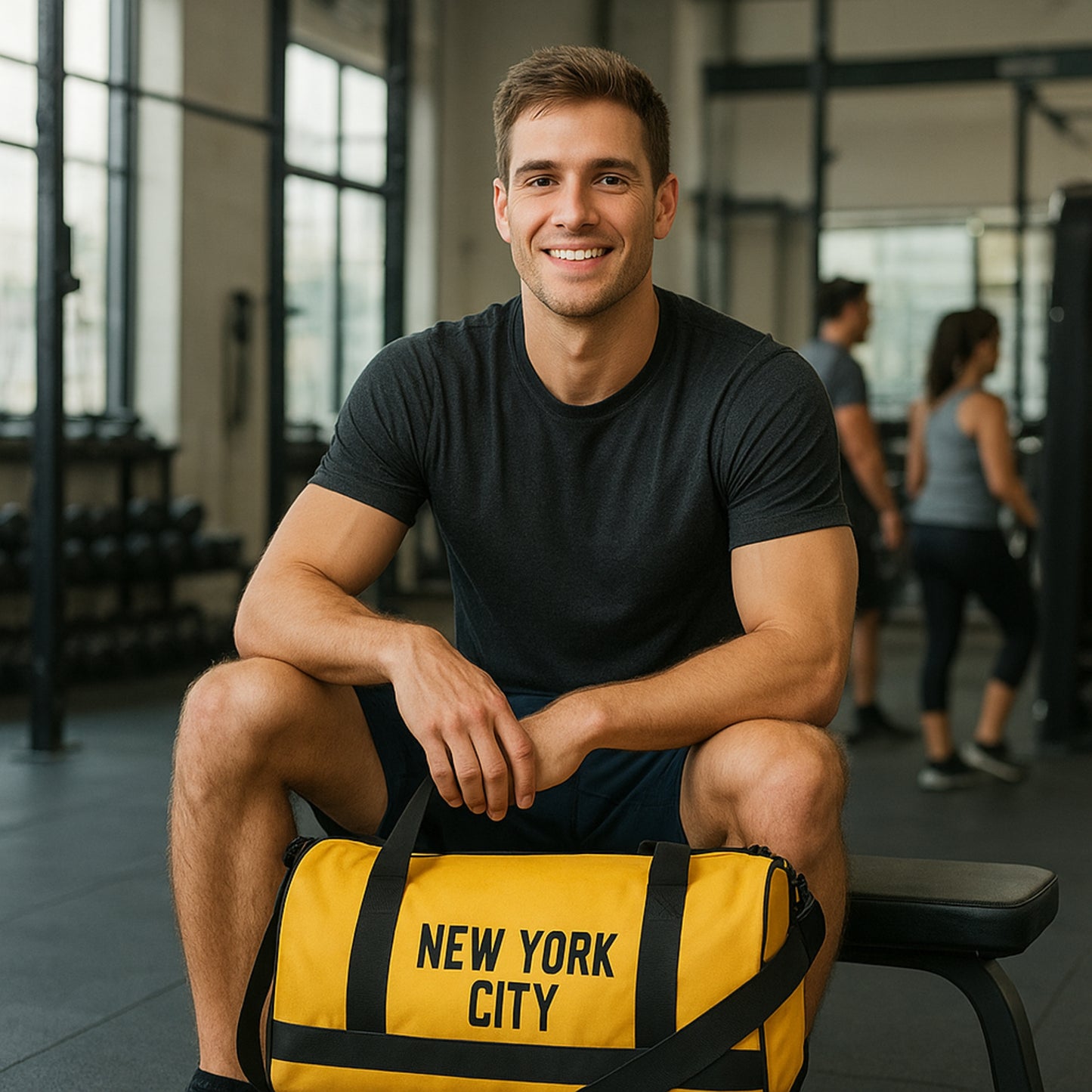 New York City Duffel Gym Bag - Gold / Black