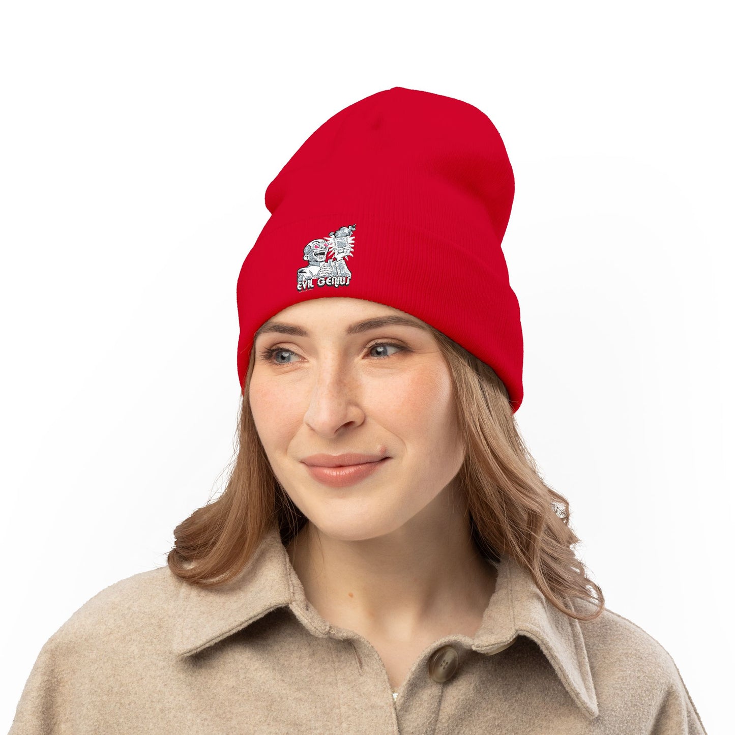 Evil Genius Embroidered Knit Beanie