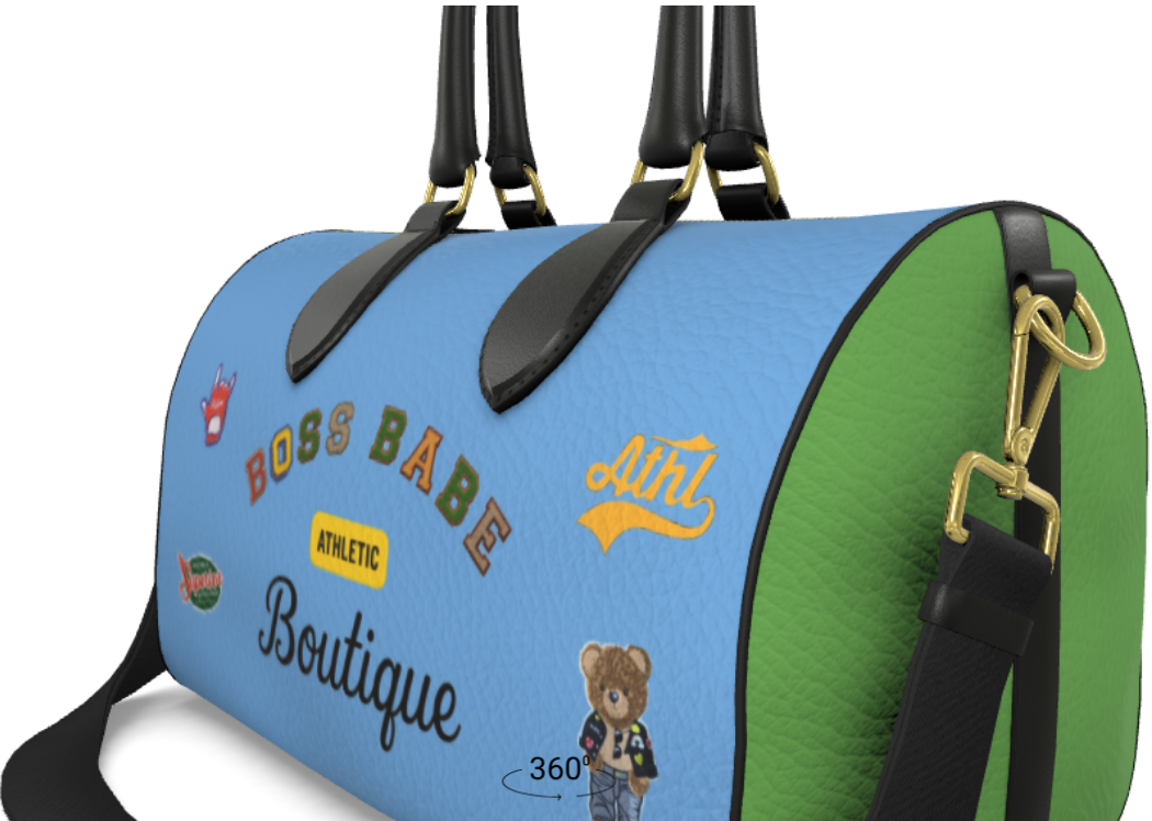 Boss Babe Varsity Leather Designer Duffle Gym Bag