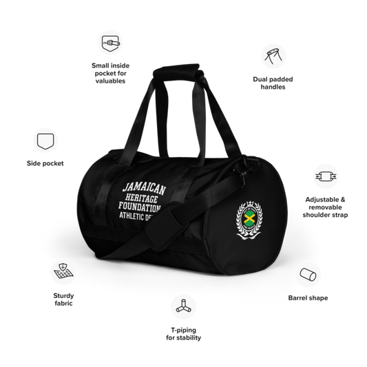 Jamaican Heritage Sporty Duffel Gym Bag (Black)