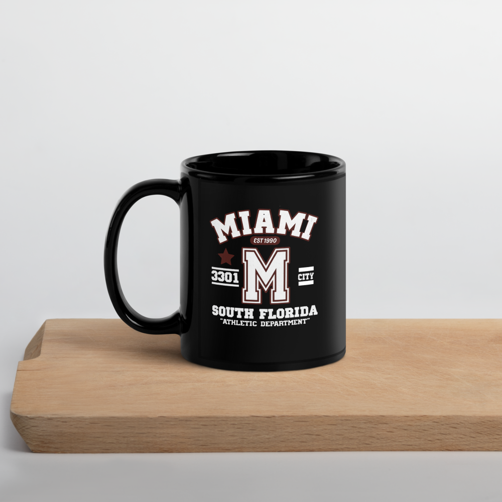 Miami Varsity Black Glossy Mug