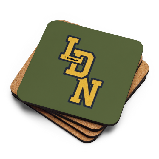 LONDON (LDN) Cork-Back Coaster (GREEN)