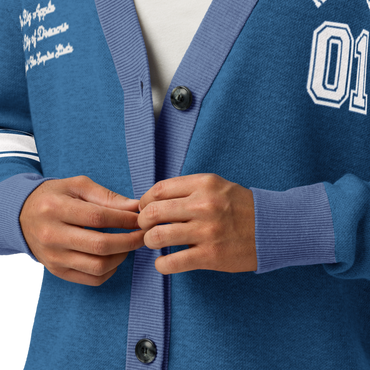 New York Varsity Knitted Cardigan (Blue & White)