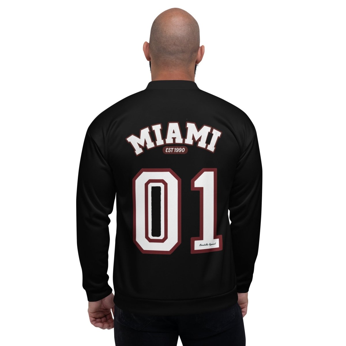 Miami Varsity Unisex Bomber Jacket (Black) - Chinchilla Choons