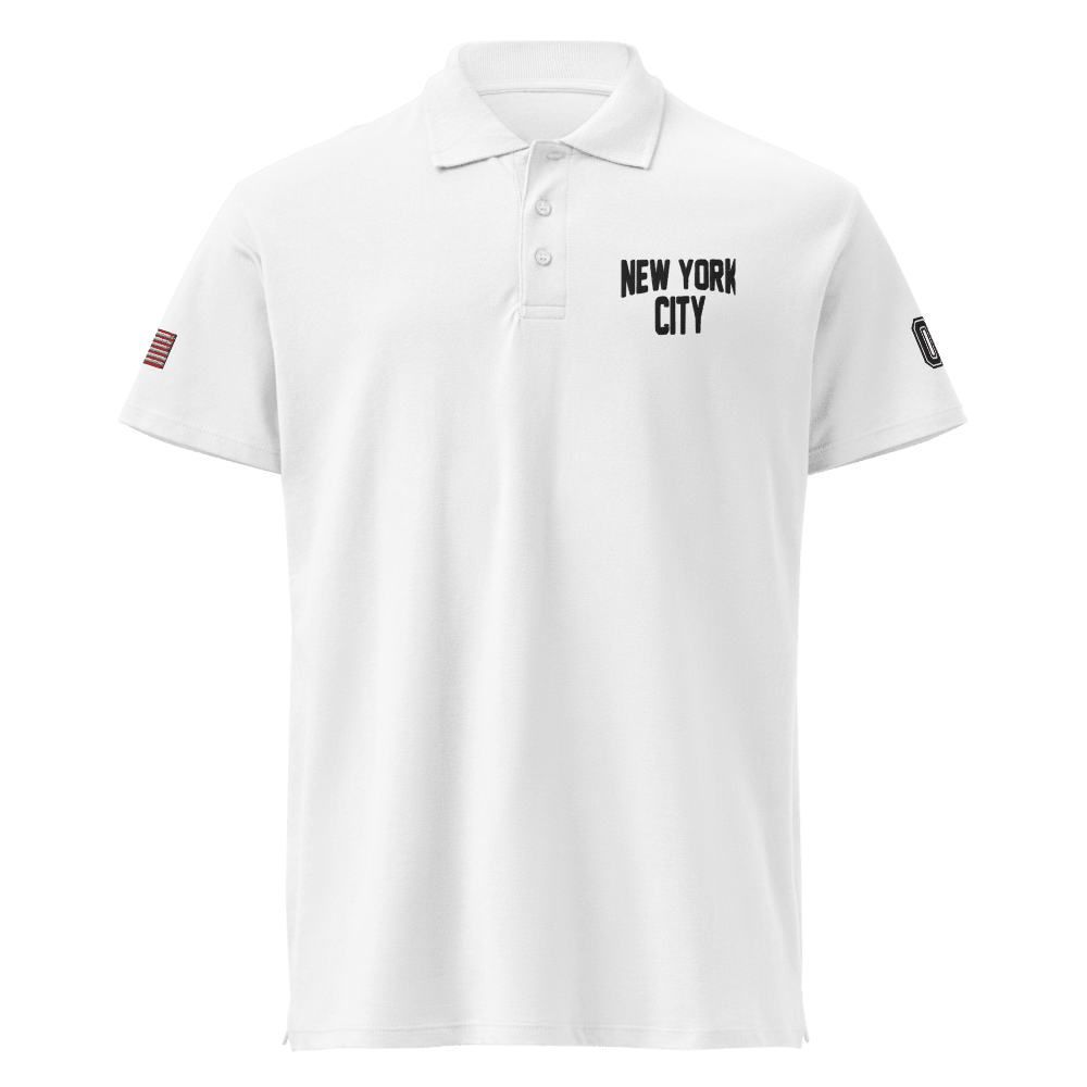 New York City Unisex Pique Polo Shirt (White) - Chinchilla Choons