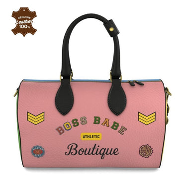 Boss Babe Varsity Leather Designer Duffle Gym Bag - Chinchilla Choons