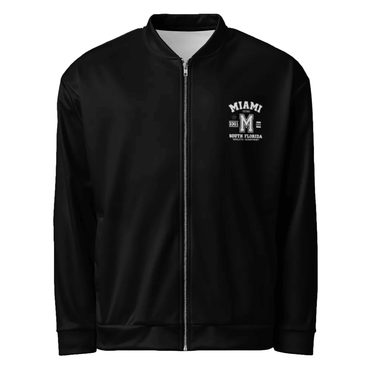 Miami Varsity Unisex Bomber Jacket (Black) - Chinchilla Choons