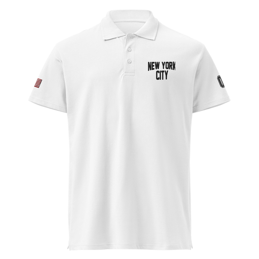 New York City Unisex Pique Polo Shirt (White)