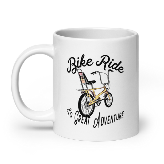 Bike Ride To Great Adventure White Glossy Mug