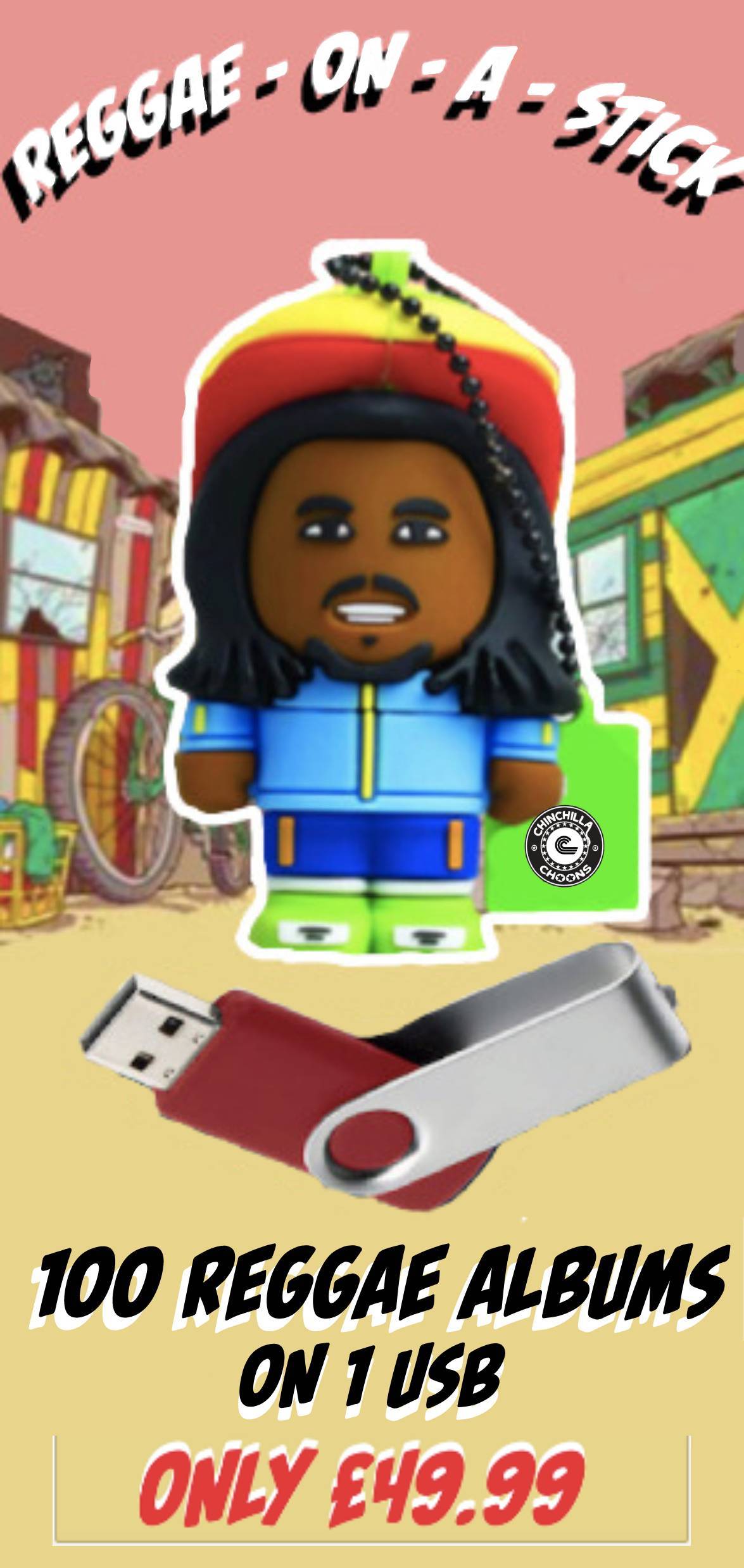 Reggae On A Stick - 100 Reggae Albums On 1 USB (Special Offer - Limited Time) - Chinchilla Choons