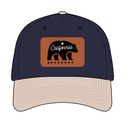 California Bear Mascot Leather Patch Baseball Cap – Vintage Outdoor Hat