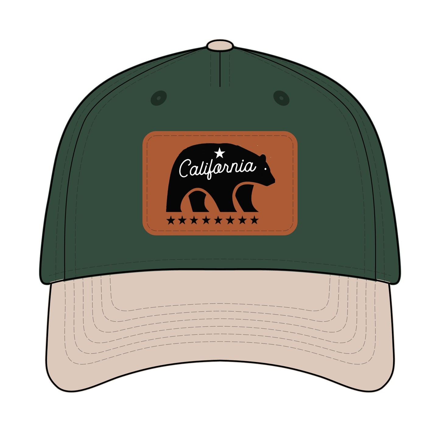 California Bear Mascot Leather Patch Baseball Cap – Vintage Outdoor Hat