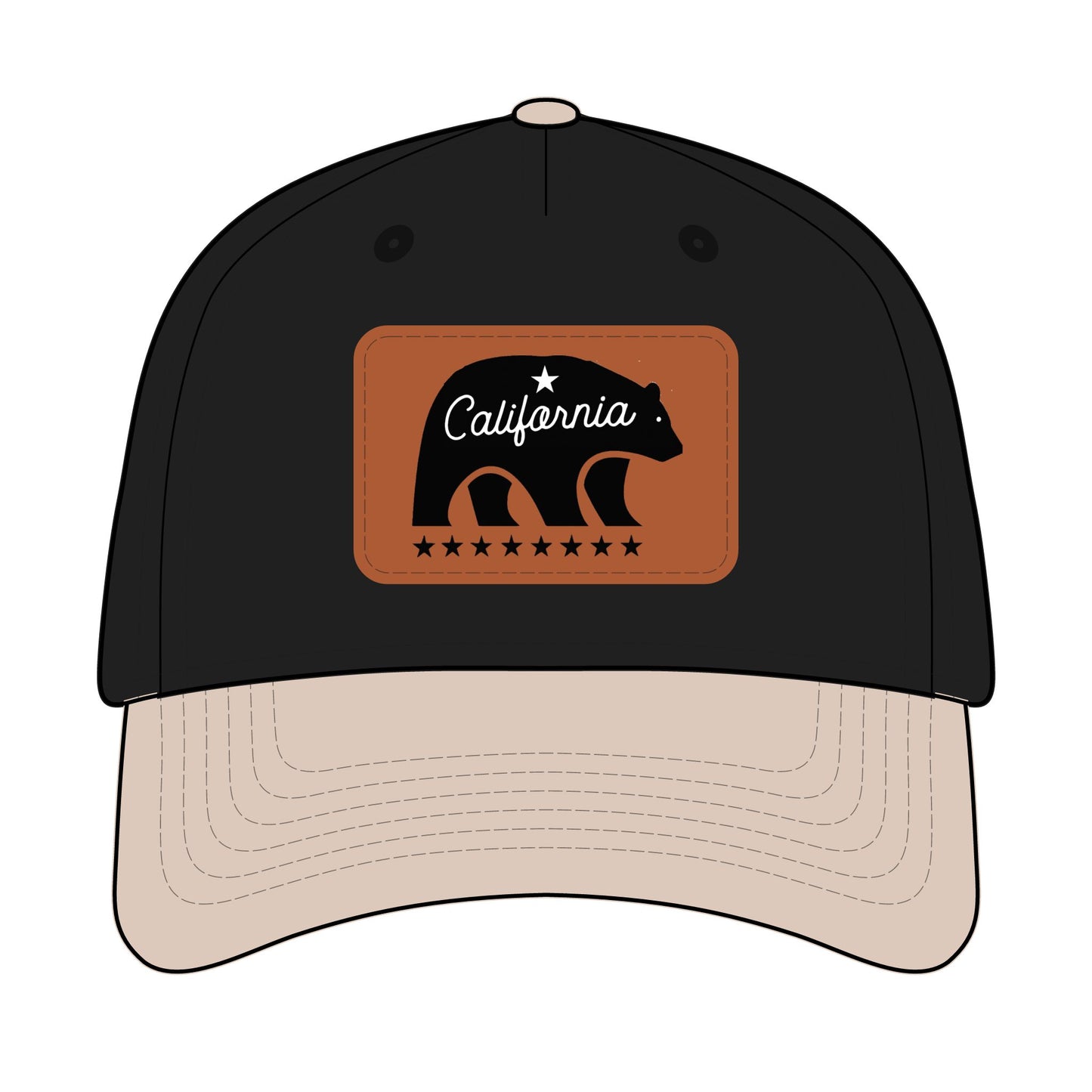 California Bear Mascot Leather Patch Baseball Cap – Vintage Outdoor Hat