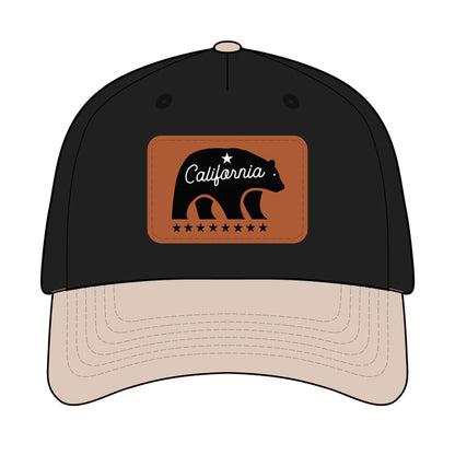 California Bear Mascot Leather Patch Baseball Cap – Vintage Outdoor Hat