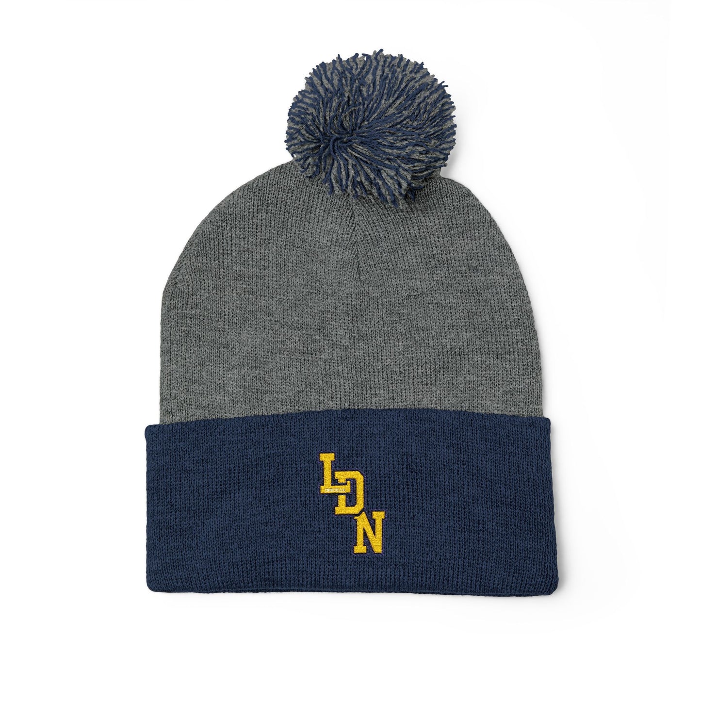 London (LDN) Embroidered Pom-Pom Beanie — Knit Cap