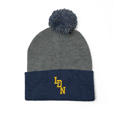London (LDN) Embroidered Pom-Pom Beanie — Knit Cap