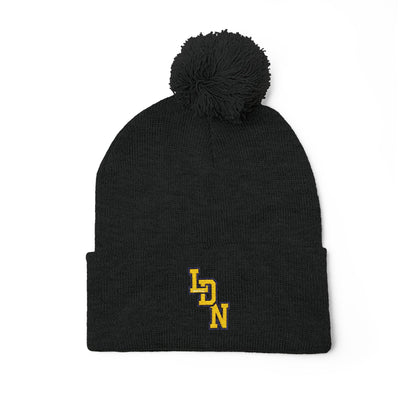 London (LDN) Embroidered Pom-Pom Beanie — Knit Cap