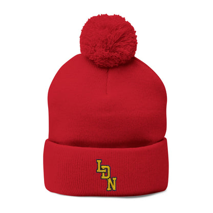 London (LDN) Embroidered Pom-Pom Beanie — Knit Cap