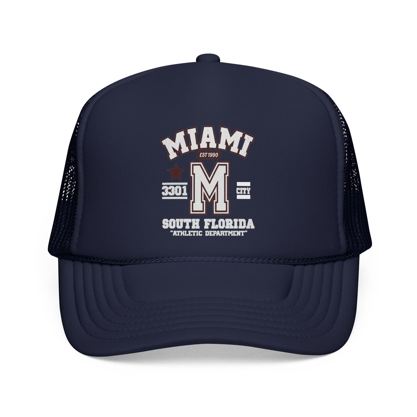 Miami Varsity Trucker Cap — South Florida Retro Mesh Hat
