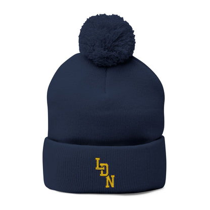 London (LDN) Embroidered Pom-Pom Beanie — Knit Cap