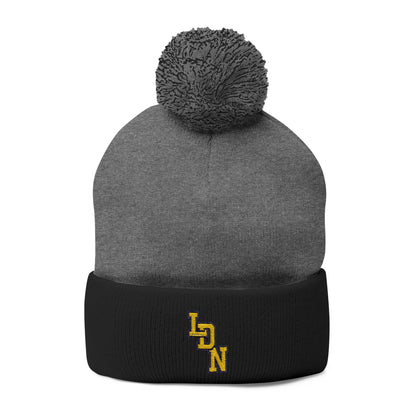 London (LDN) Embroidered Pom-Pom Beanie — Knit Cap