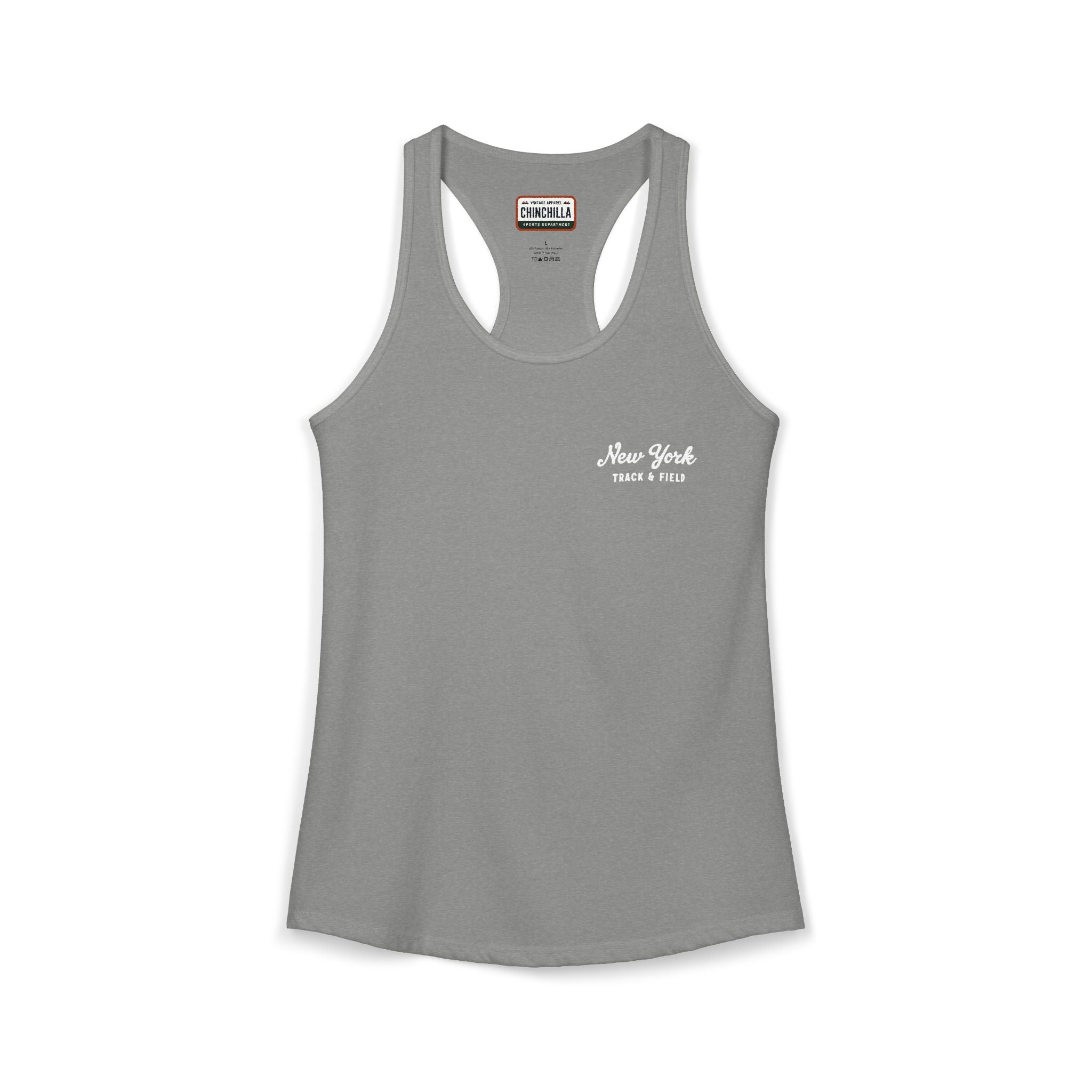 Gray tank top with 'New York Since 1624' text on a white background