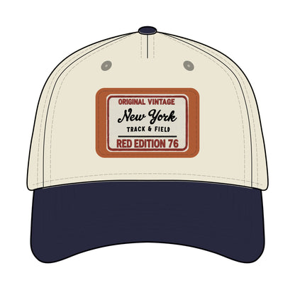 Cap with 'Original Vintage New York Track & Field Red Edition 76' label on a white background