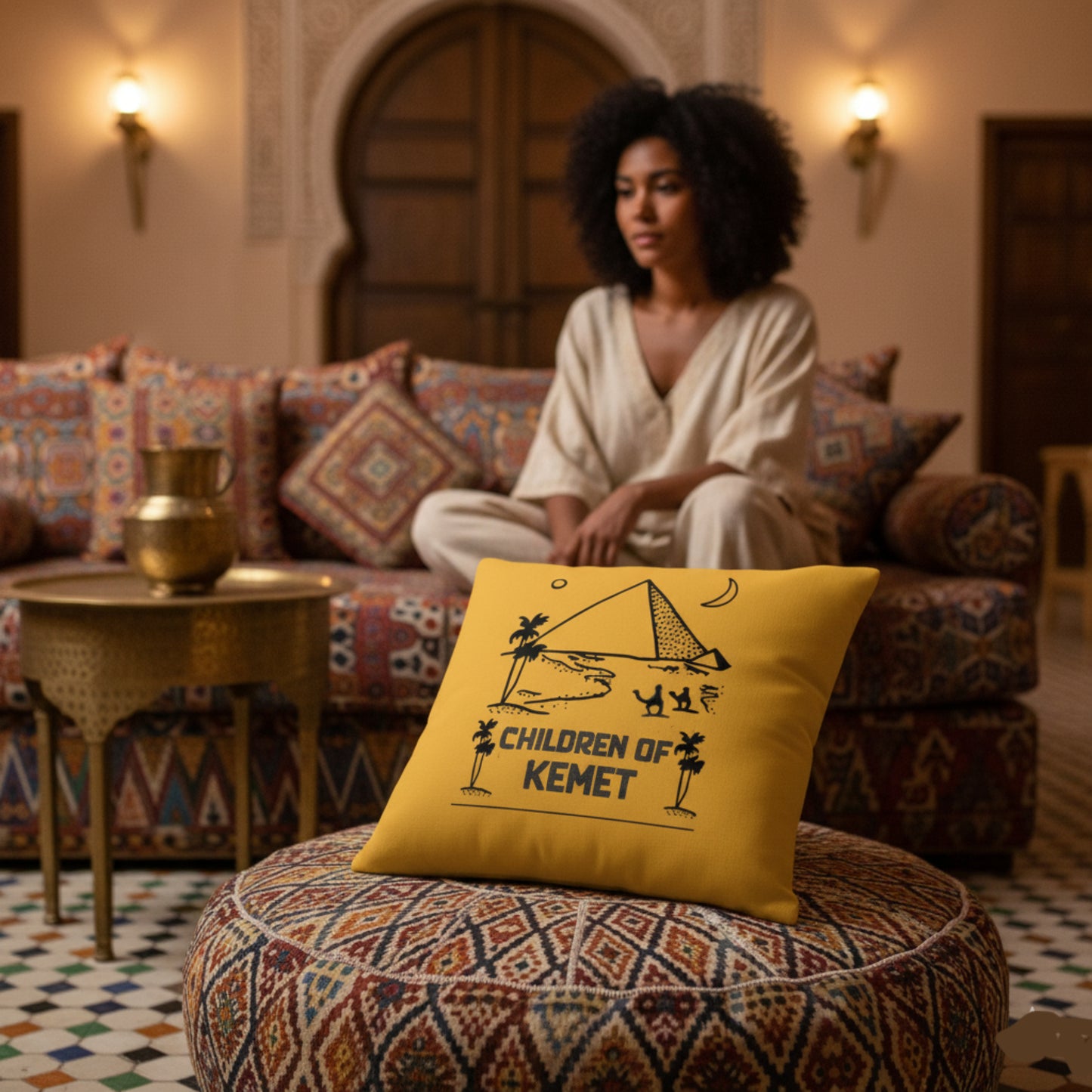 Children Of Kemet Premium Pillow (Yellow/Black)