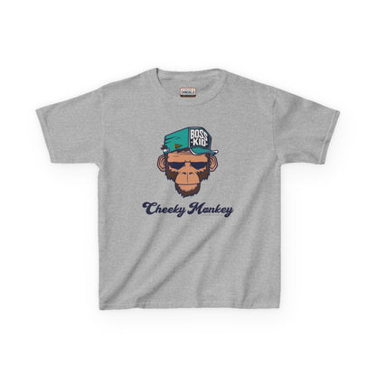 Gray t-shirt with a monkey graphic and text on a white background