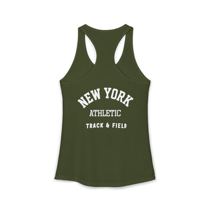 Green tank top with 'New York Athletic Track & Field' text on a white background