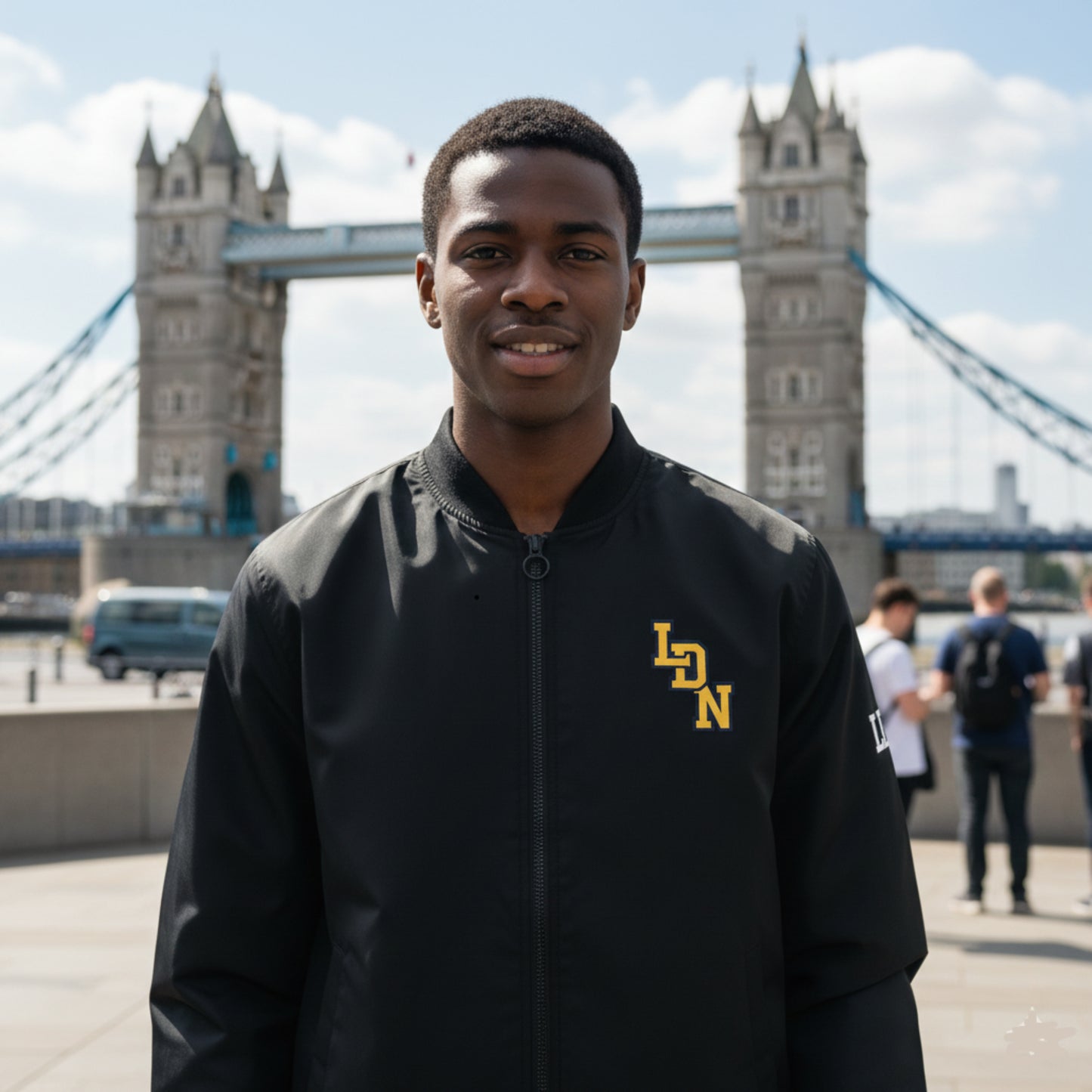 London Varsity Bomber Jacket - Collegiate Men's Jacket (Black)