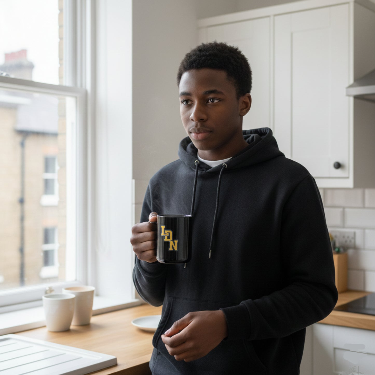 London (LDN) Black Glossy Mug