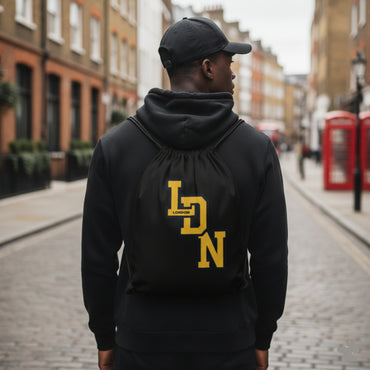 London (LDN) Drawstring Bag (Black)