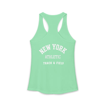 Mint green tank top with 'New York Athletic Track & Field' text on a white background