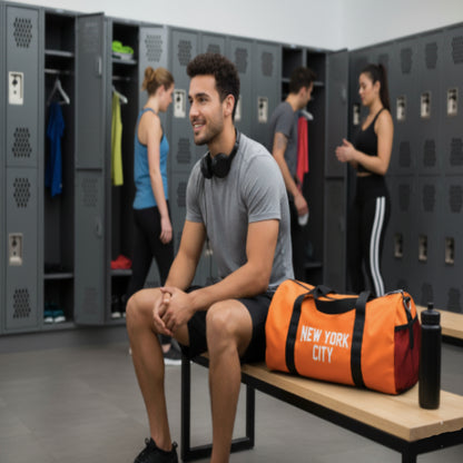 New York City Duffel Gym Bag, (Orange)