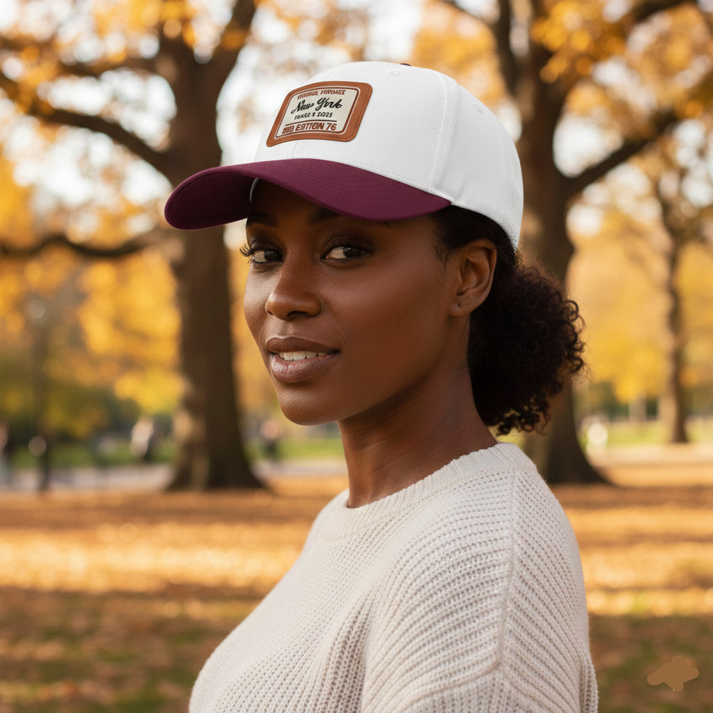 Vintage New York Leather Patch Baseball Cap
