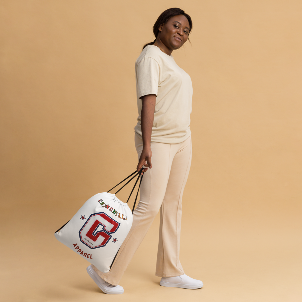 Chinchilla Varsity Drawstring Bag