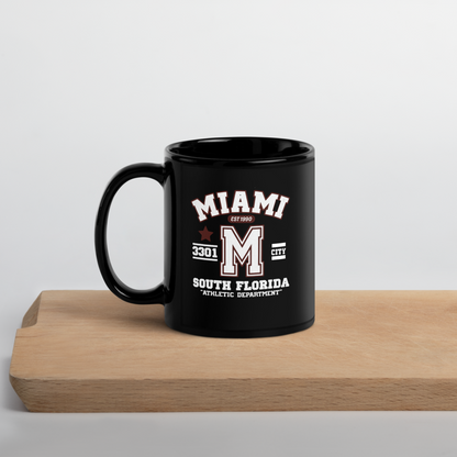 Miami Varsity Black Glossy Mug