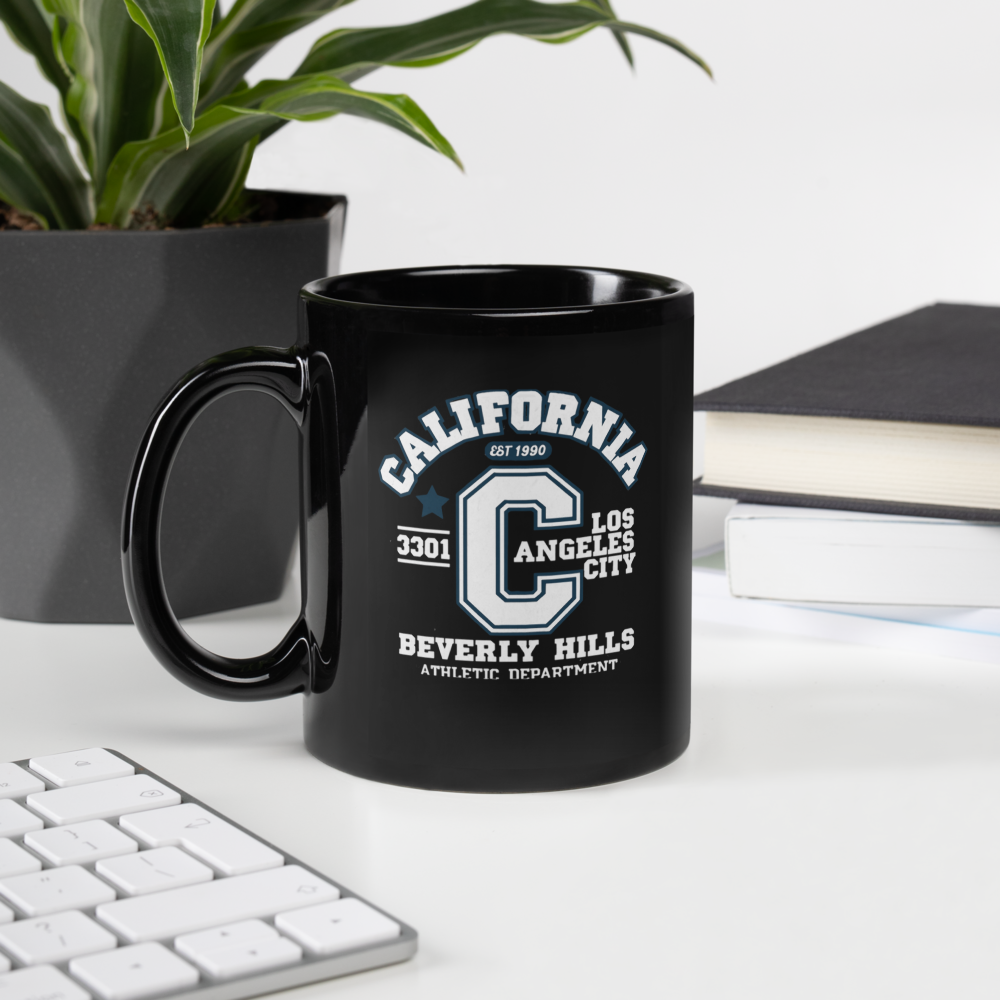 California Varsity Black Glossy Mug
