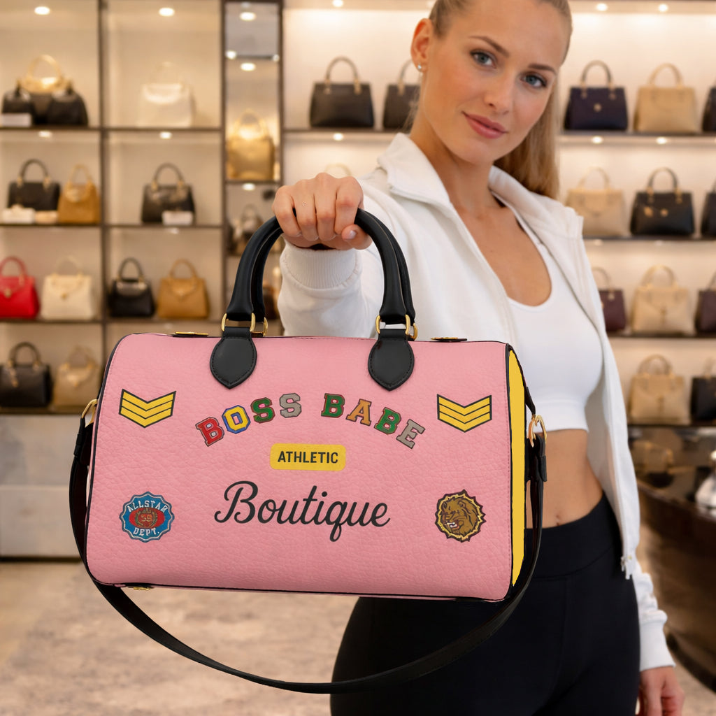 Boss Babe Varsity Leather Designer Duffle Gym Bag