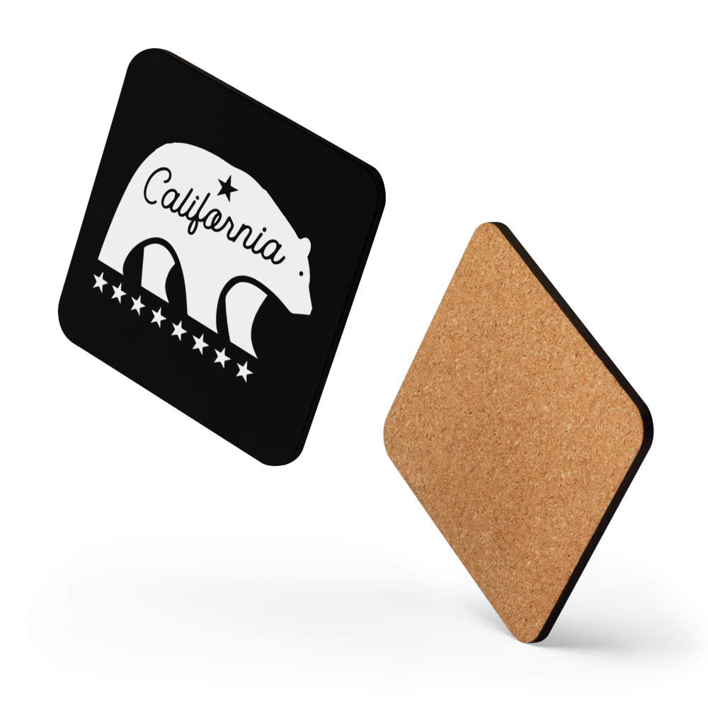 California Bear Mascot Cork-Back Coaster