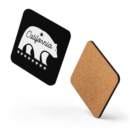 California Bear Mascot Cork-Back Coaster