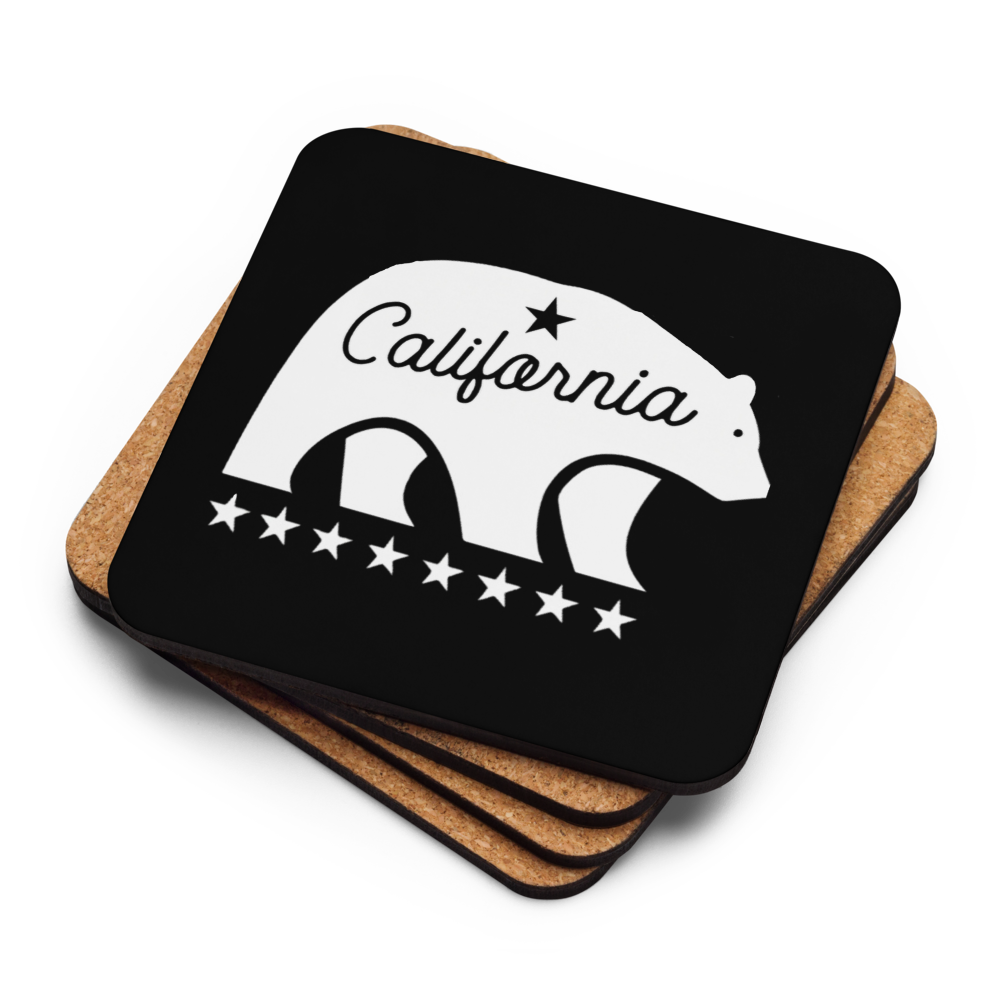California Bear Mascot Cork-Back Coaster