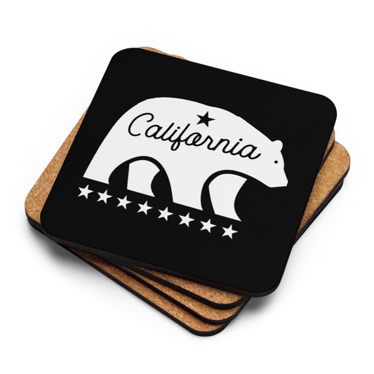 California Bear Mascot Cork-Back Coaster
