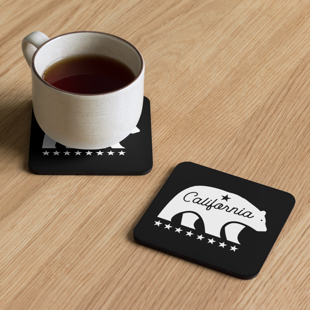 California Bear Mascot Cork-Back Coaster