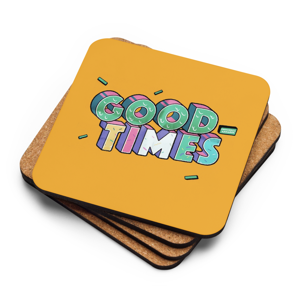 Good Times Cork-Back Coaster (Gold)