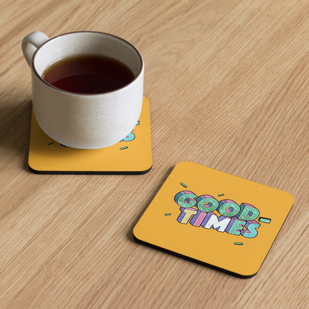 Good Times Cork-Back Coaster (Gold)